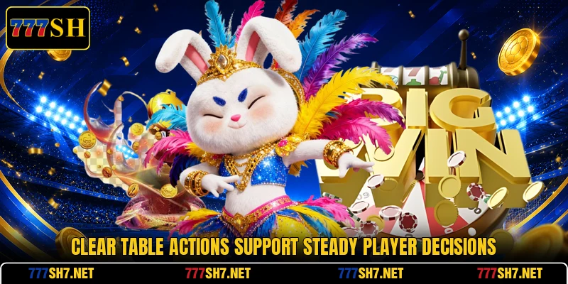 Clear table actions support steady player decisions Clear table actions support steady player decisions