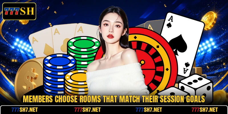 Members choose rooms that match their session goals Members choose rooms that match their session goals