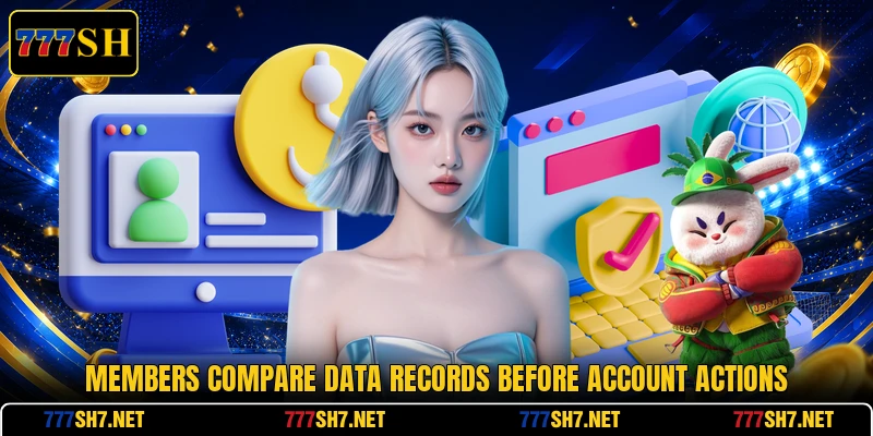 Members compare data records before account actions